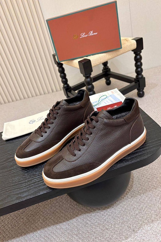 Кожаные кроссовки с мехом Loro Piana high-top