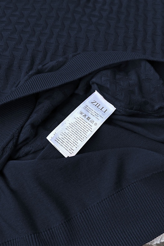 Мужское поло тёмно-синего цвета Zilli zip neck