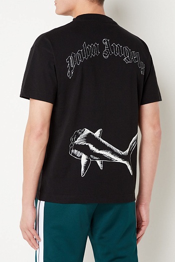Чёрная футболка Palm Angels Broken Shark   