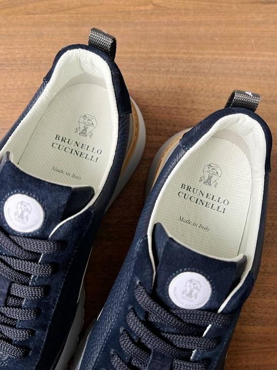 Кожаные кроссовки Brunello Cucinelli Premium - Navy