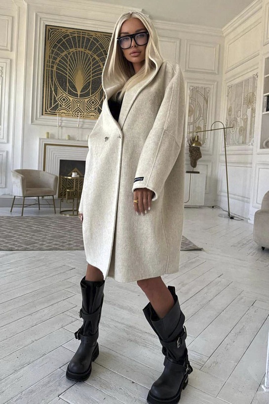 Женское пальто с капюшоном Chrome Hearts premium - Beige