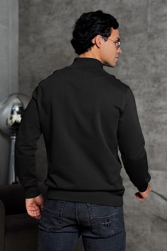 Мужская чёрная кофта с патчем на плече Stone Island Zip Neck