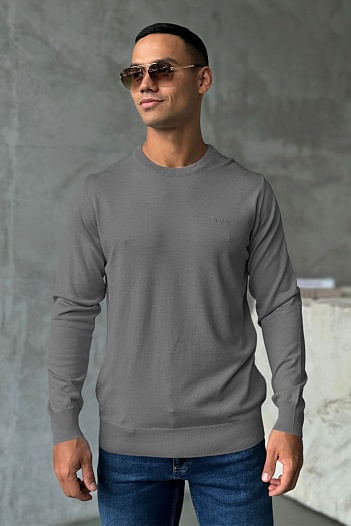 Джемпер серого цвета Hugo Boss logo-embroidered   