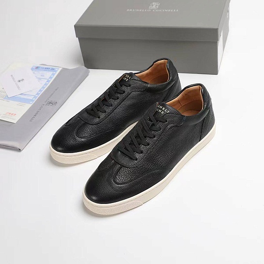 Кожаные кроссовки Brunello Cucinelli logo-print - Black