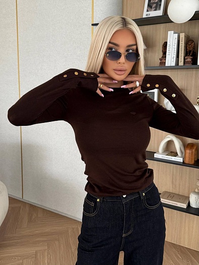 Женский базовый лонгслив Loro Piana Premium - Brown   