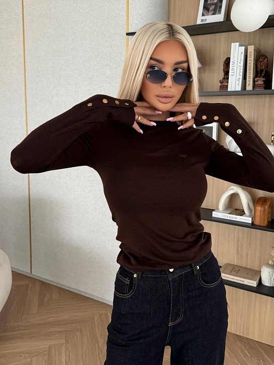 Женский базовый лонгслив Loro Piana Premium - Brown