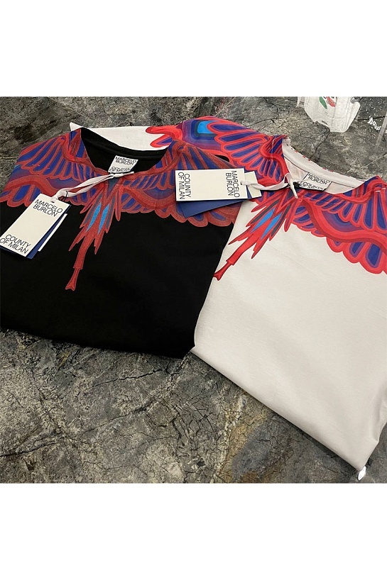 Чёрная футболка Marcelo Burlon County of Milan Curves Wings