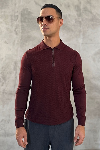 Поло с длинным рукавом Zilli zip-up - Burgundy   
