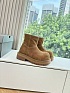 Женские замшевые ботинки с мехом Balenciaga Alaska Fur High Boot Premium - Chestnut