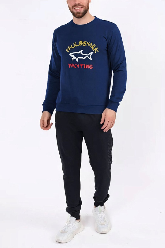 Свитшот синего цвета Paul & Shark logo-print