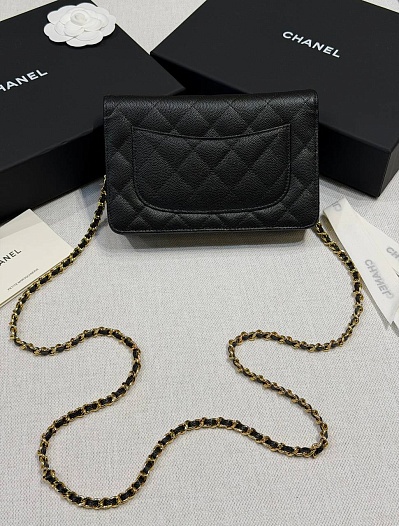 Кожаная сумка Chanel Wallet on Chain premium 19x12x4 см   