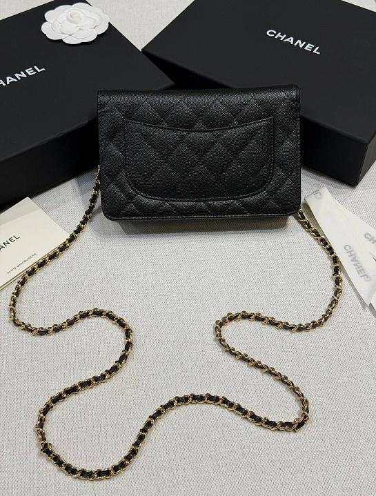 Кожаная сумка Chanel Wallet on Chain premium 19x12x4 см