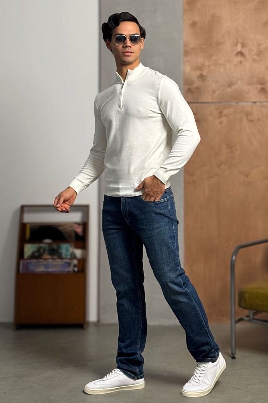 Белый джемпер Loro Piana Zip Neck