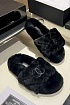 Женские меховые шлёпанцы Chanel Oran premium - Black