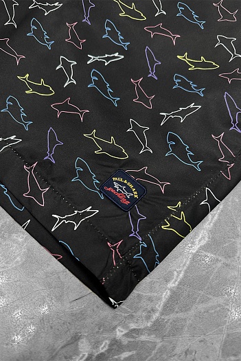 Мужские чёрные шорты Paul & Shark shark-print   