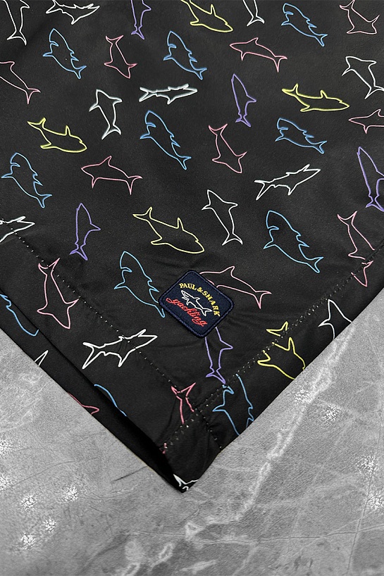 Мужские чёрные шорты Paul & Shark shark-print