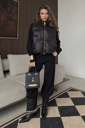 Женский костюм тройка на флисе Schiaparelli premium - Black   