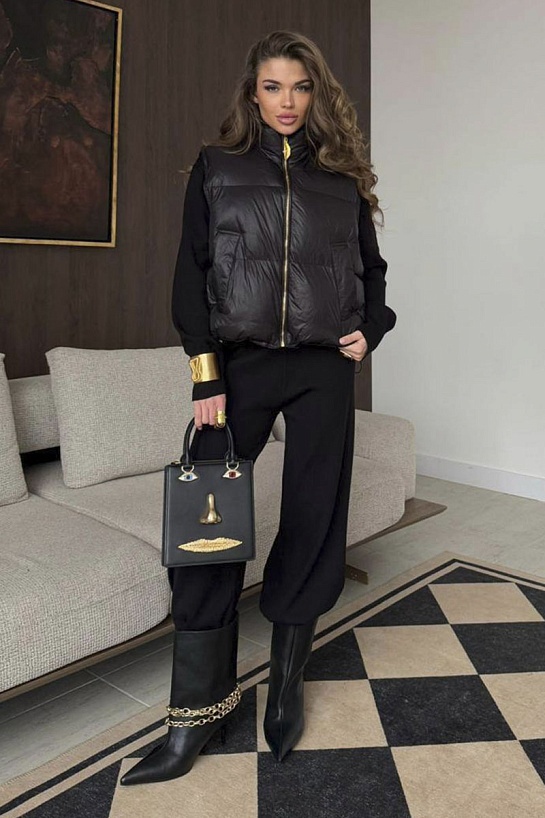 Женский костюм тройка на флисе Schiaparelli premium - Black