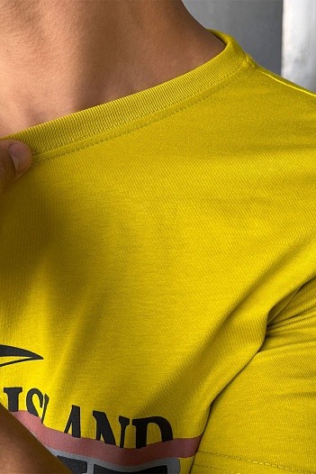 Мужская футболка салатового цвета Stone Island   