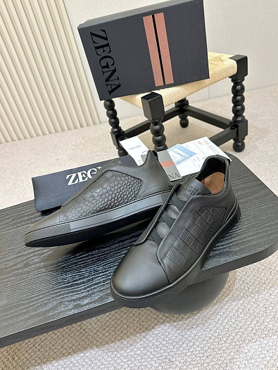 Мужские кроссовки Ermenegildo Zegna Triple Stitch Alligator - Black   