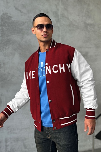 Мужской бомбер Givenchy Varsity logo-embroidered - Red / White   