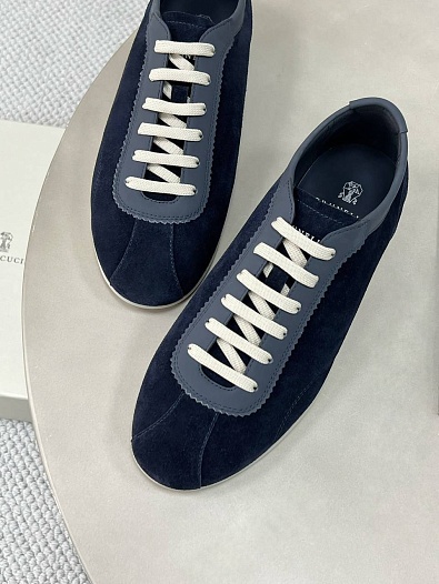 Замшевые кроссовки Brunello Cucinelli Premium - Navy   