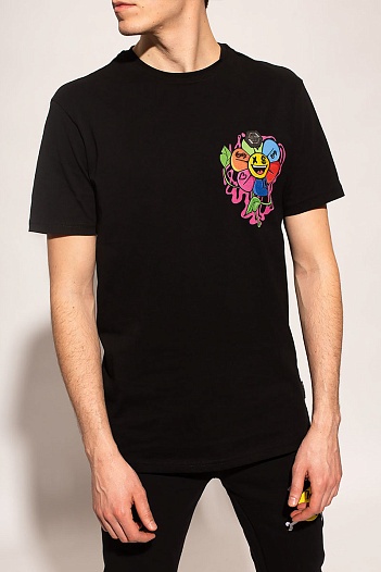 Футболка чёрного цвета Philipp Plein Flowers graphic-print   