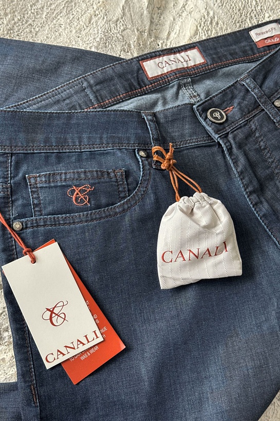 Мужские тёмно-синие джинсы Canali Premium