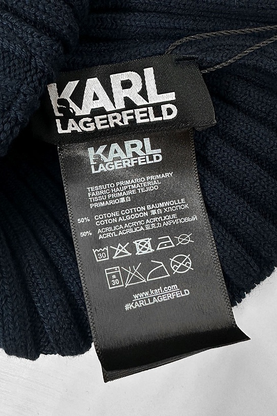 Мужская шапка тёмно-синего цвета Karl Lagerfeld logo-patch