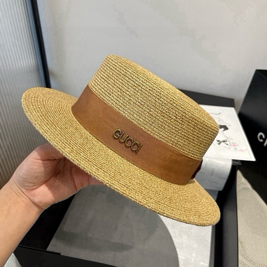 Соломенная шляпа канотье Gucci premium