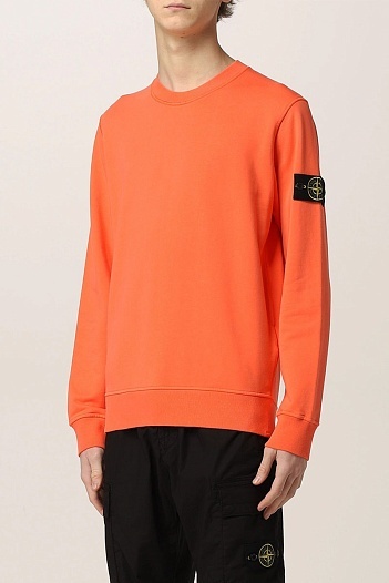 Мужской свитшот оранжевого цвета Stone Island Compass-patch   