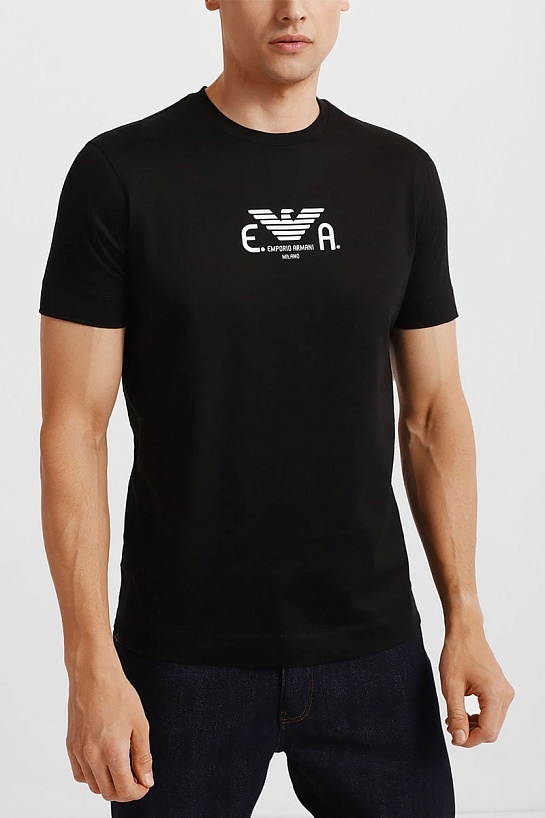 Чёрная футболка Emporio Armani Milano logo-print