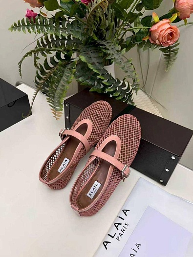 Женские плетёные балетки Alaia Fishnet Ballet premium   