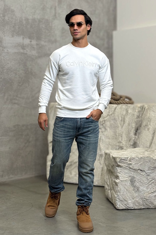 Свитшот белого цвета Calvin Klein embroidered-logo