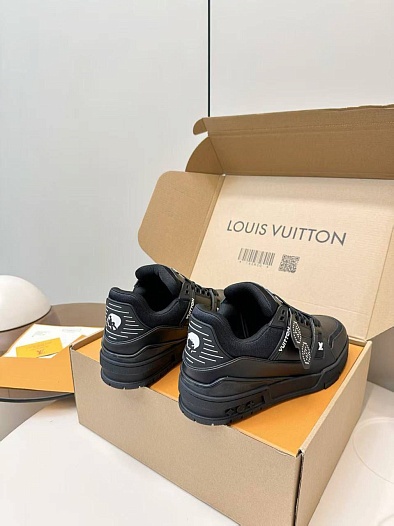 Женские кожаные кроссовки Louis Vuitton Trainer premium - Black   