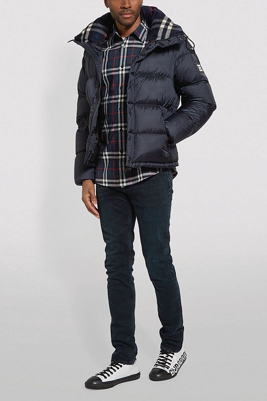 Синяя куртка со съёмными рукавами Burberry Lockwell logo-patch