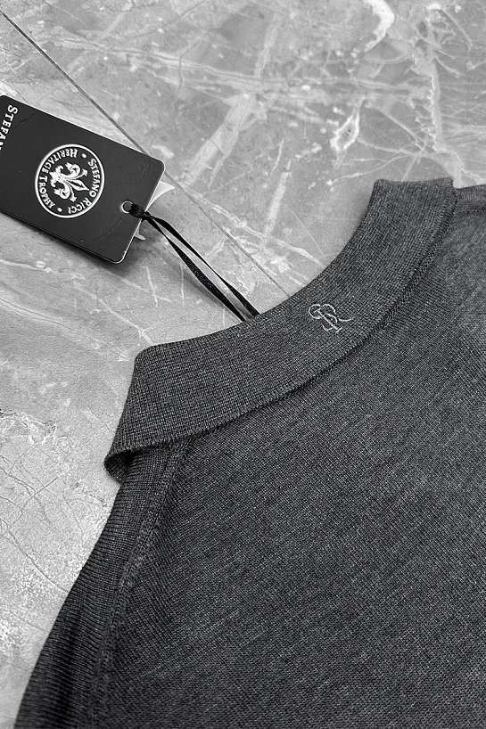 Серое поло с длинным рукавом Stefano Ricci zip-up