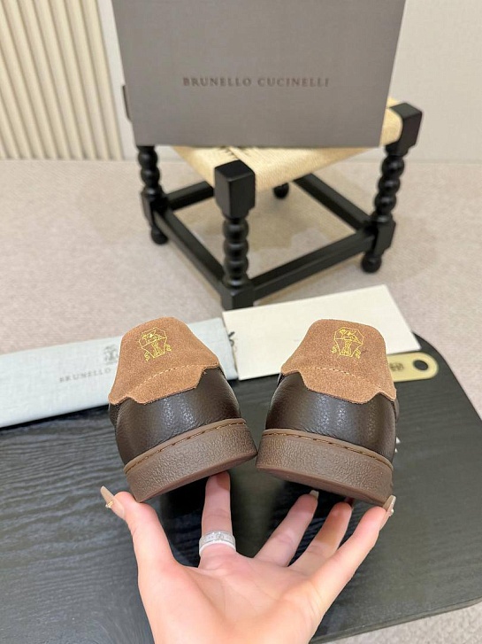 Кожаные кроссовки Brunello Cucinelli low-top - Brown