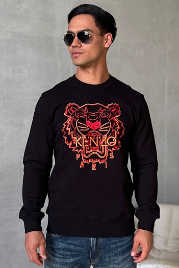 Чёрный мужской свитшот Kenzo Tiger Head embroidered   