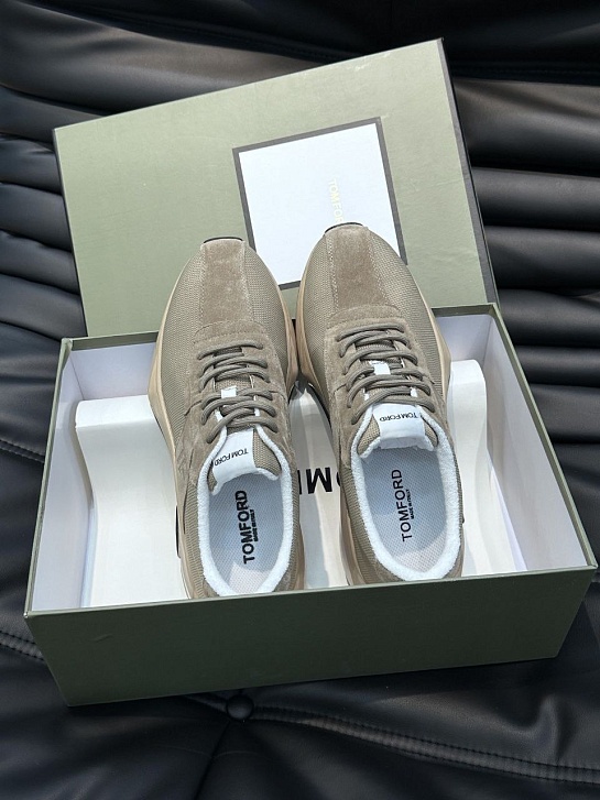 Мужские кроссовки Tom Ford бежевого цвета