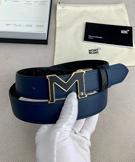Двусторонний кожаный ремень Montblanc Premium (ширина 3.5 см)   