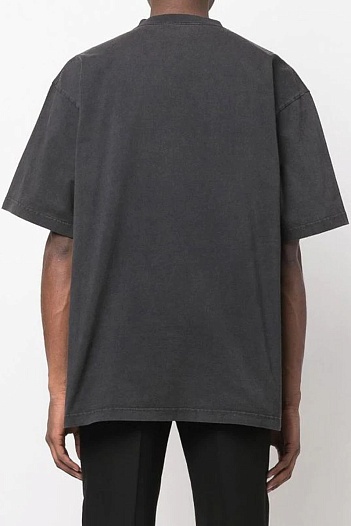 Чёрная оверсайз футболка Balenciaga Logo-Embroidered   