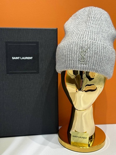 Шапка Yves Saint Laurent logo-embroidered premium - Grey   