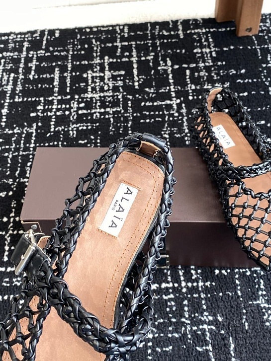 Женские плетёные балетки ALaia Premium - Black