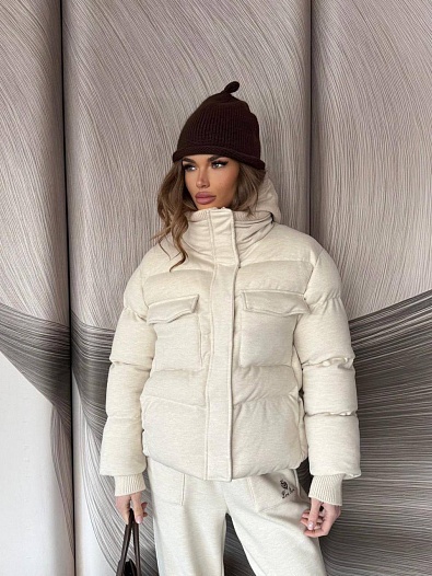 Женский костюм тройка на флисе Loro Piana premium - Beige   