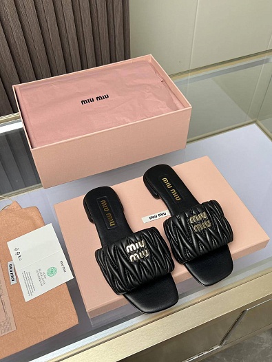 Женские шлёпанцы MIU MIU Premium - Black   