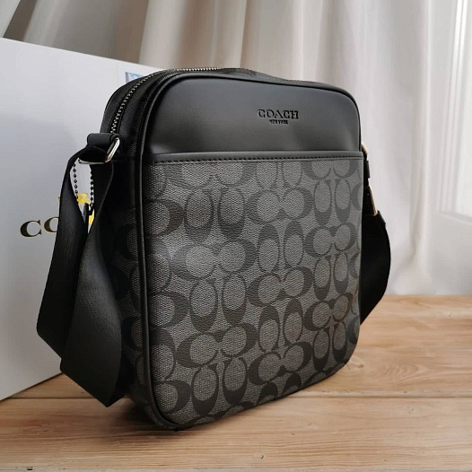 Кожаная сумка Coach monogram 25x22 см   