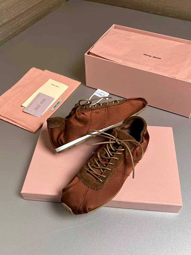 Женские кроссовки MIU MIU Plume Satin premium   