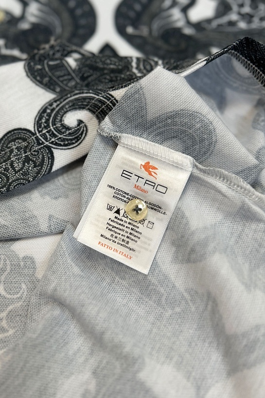 Мужское поло Etro "Floral" - White / Grey