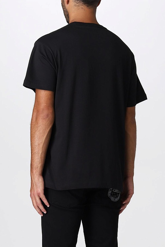 Чёрная футболка Versace Space silver logo-print